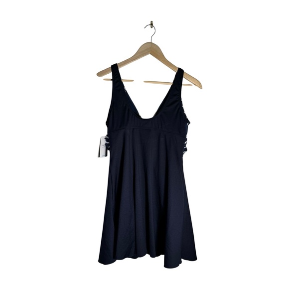 Dolfin Aquashape Wrap Front Swim Dress One Piece Swimwear Navy White Size 16 NWT - Picture 4 of 7